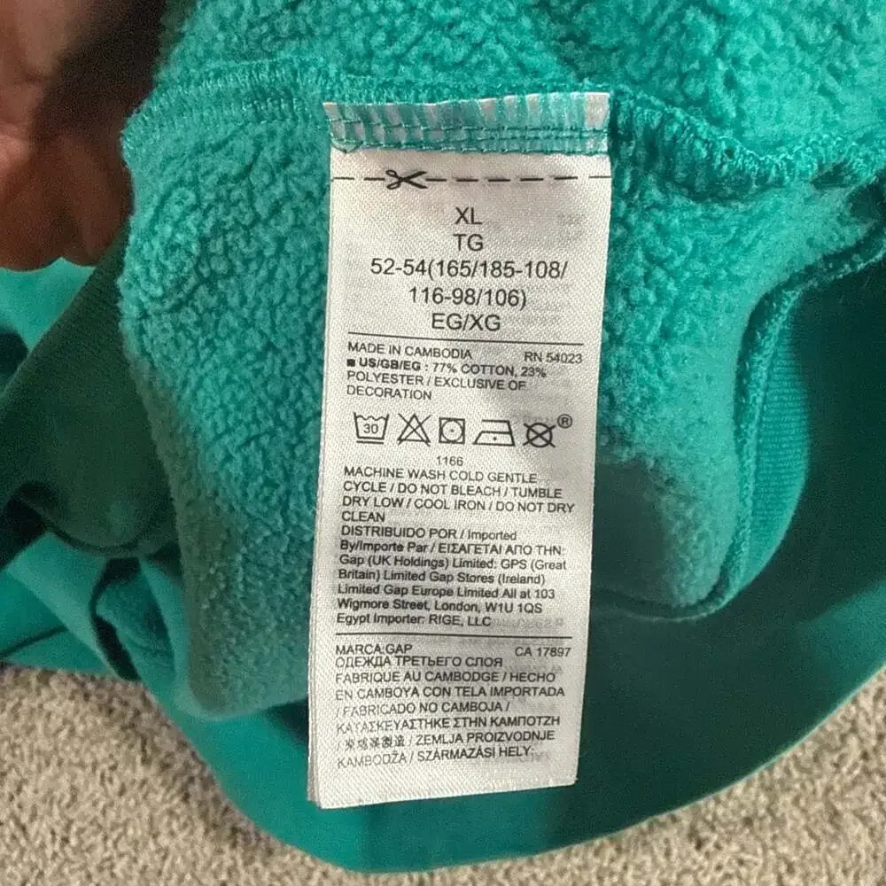 GAP Arch Logo Hoodie Mens XL Green Mirage Pullover Fleece Sweatshirt EUC - Picture 7 of 8